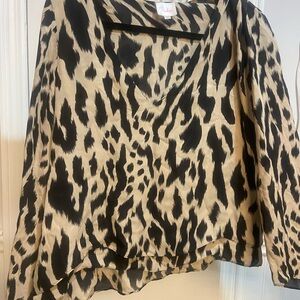 Parker Black and Tan Animal Print Blouse
